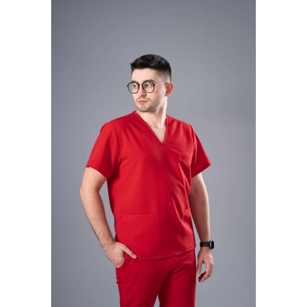 Bluză medicală roșie bărbați Osler