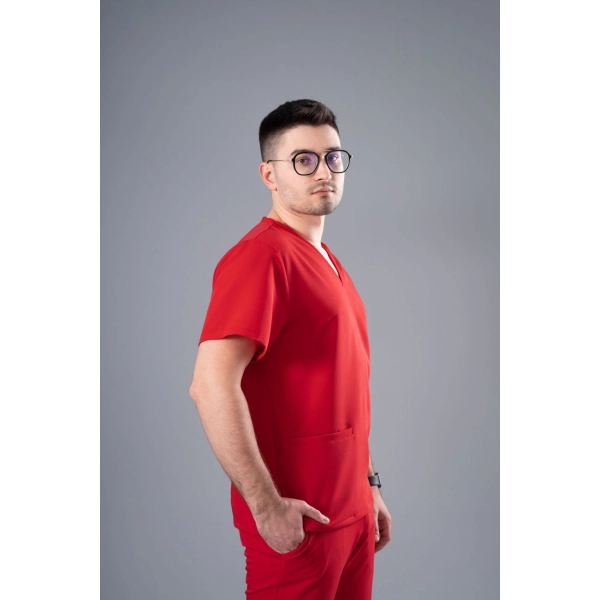 Bluză medicală roșie bărbați Osler