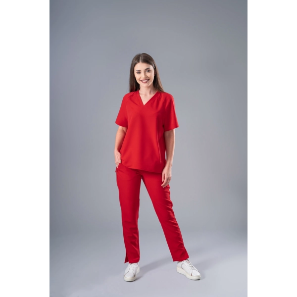 Costum medical roșu de damă Jex-Blake