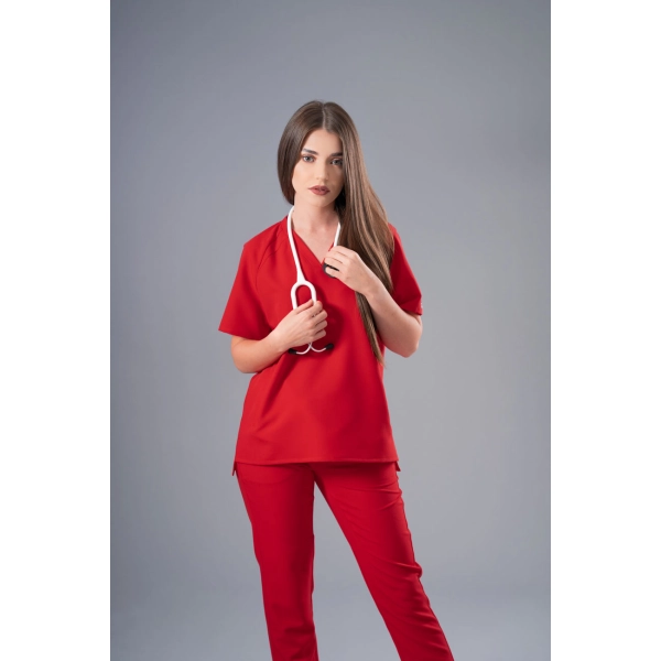 Costum medical roșu de damă Jex-Blake