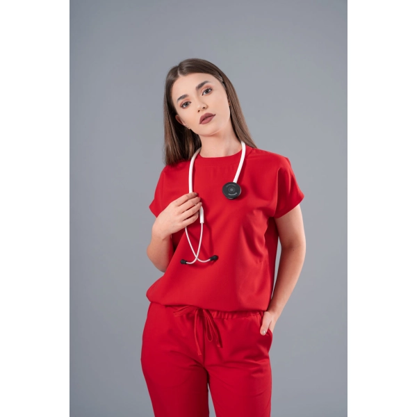 Costum medical roșu de damă Crumpler