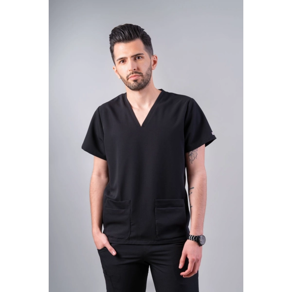 Bluză medicală neagră bărbați Aranzi