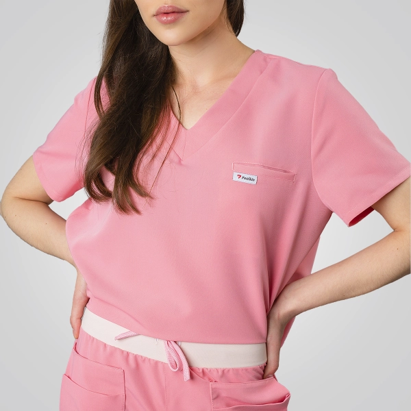 Bluză medicală roz de damă Cutzarida