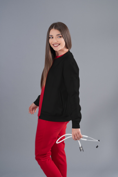 Jachetă Bomber neagră medicală de damă