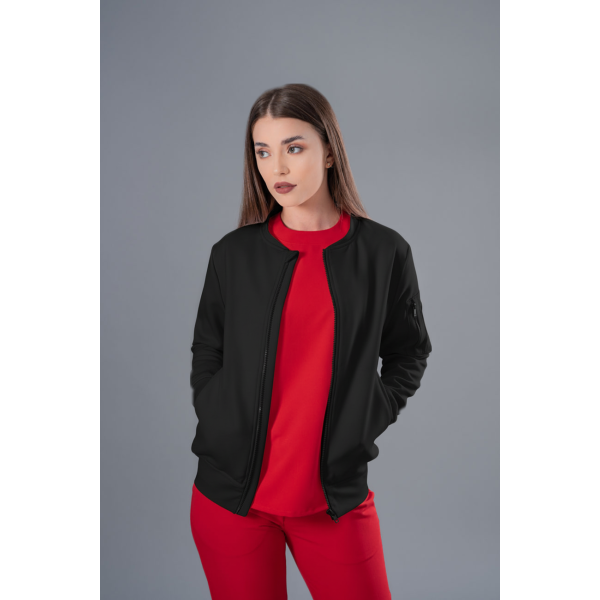 Jachetă Bomber neagră medicală de damă